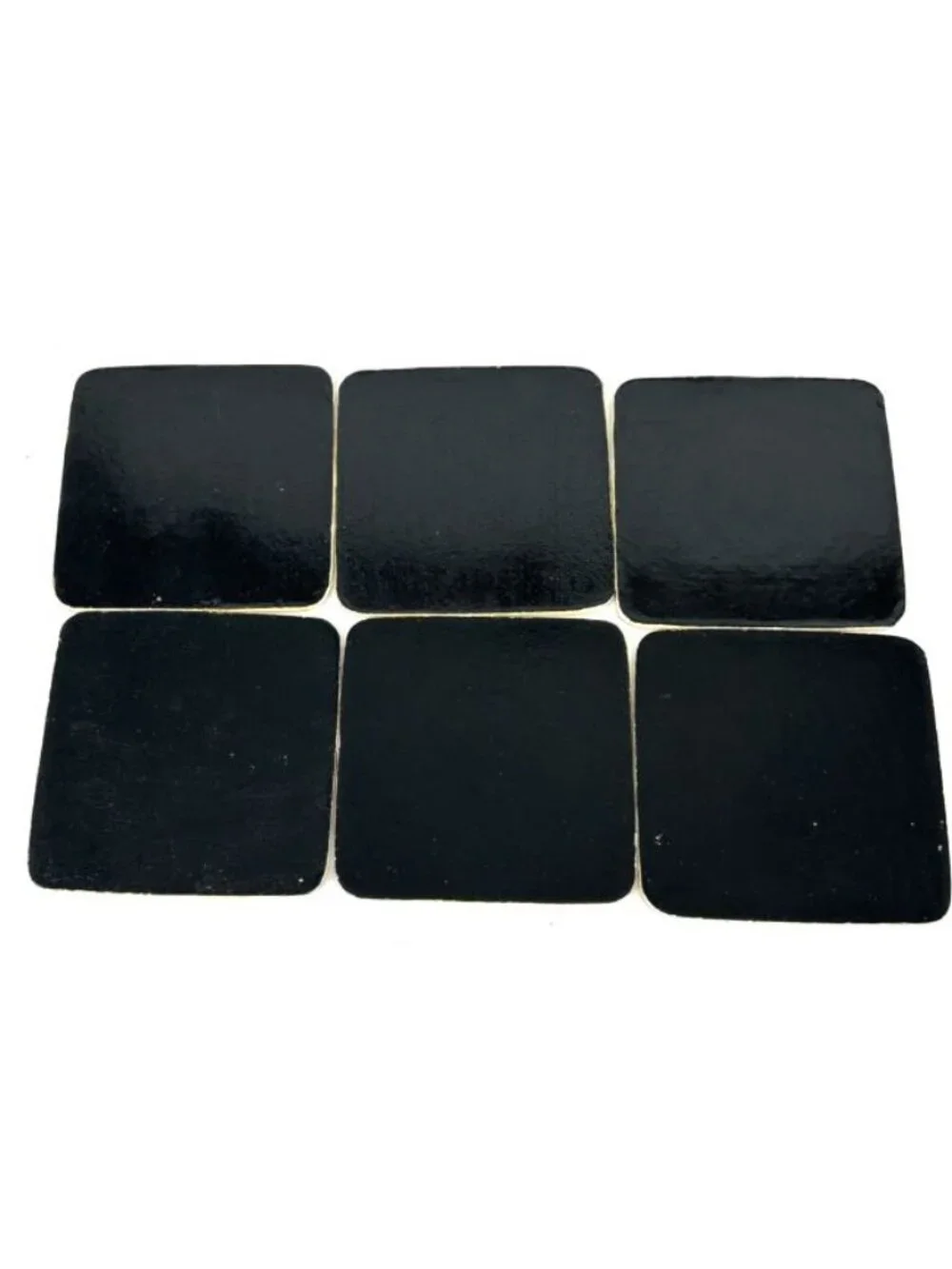 India Coasters Hand Painted Lacquered Paper Mache 6 Coasters w/ Box
